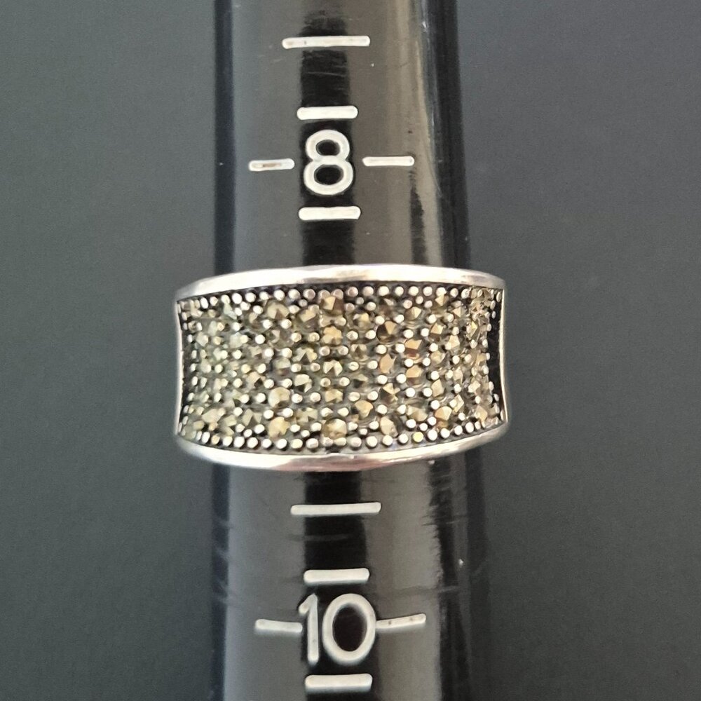 Grace & Heart G&H Retired 925 Silver Pavé Crystal/Pyrite Garbo Ring Size 9